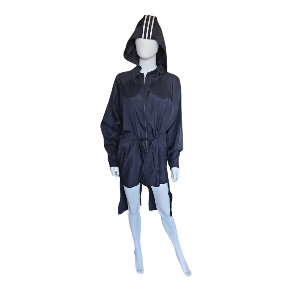 FEDERICA TOSI | Navy Hooded Windbreaker Jacket Cinched Waist Lightweight IT 44 U